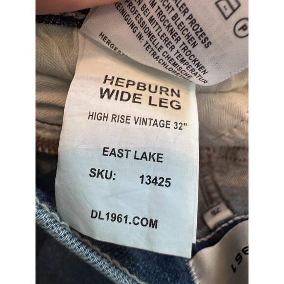 DL1961 Hepburn High Rise Wide Leg Jeans 32" Sz 26 In East Lake MSRP $219 NWT - Picture 6 of 16